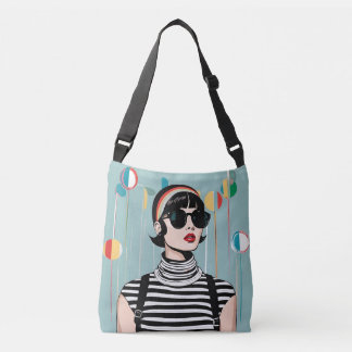 Ajustable Chic Mod Girl Sac fourre-tout Design Art Retro élé