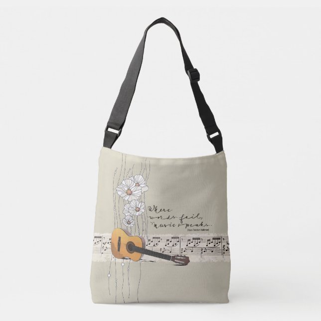 Ajustable Citation Où Les Mots Fail Music Parle Sac Transver (Devant)