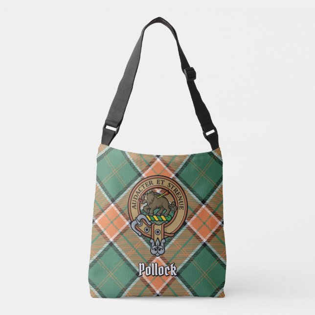 Ajustable Clan Pollock Tartan Crossbody Sac (Devant)