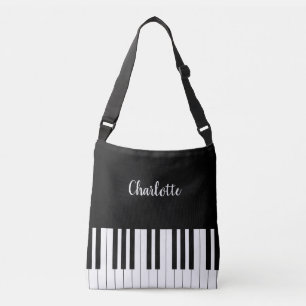 Ajustable Clavier de piano, sac crossbody noir et blanc