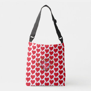 Ajustable Coeurs rouges et blancs de l'amour Sac fourre-tout