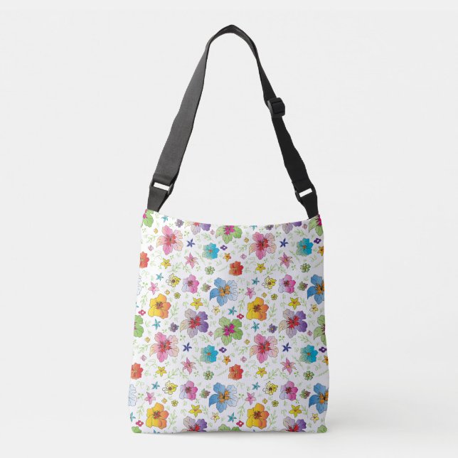 Ajustable Cool Moderne Fleur Motif Sac fourre-tout élégant (Devant)