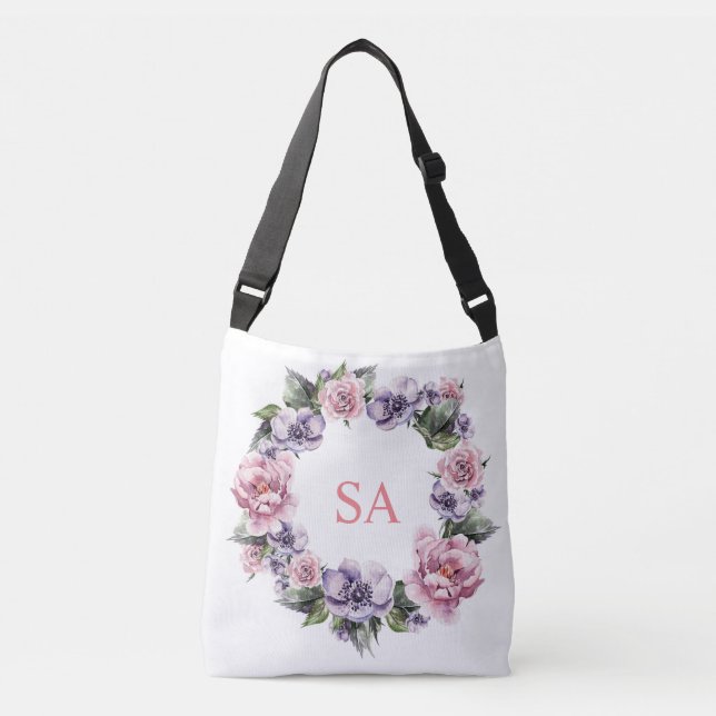 Ajustable Couronne de Sac fourre-tout monogramme rose violet (Devant)