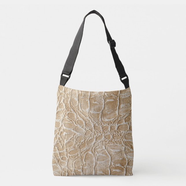 Ajustable Crocodile beige imprimé cuir Crossbody Sac (Devant)