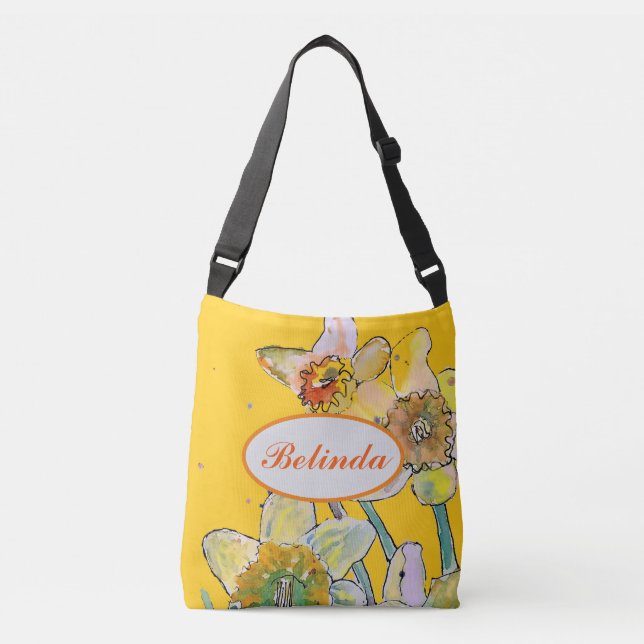 Ajustable Daffodique Yellow Spring floral Watercolor sac à m (Devant)