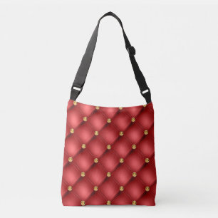 Ajustable Diamants rouges or Sac carrossable en cuir Tufté