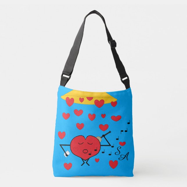 Ajustable Douche de Coeurs : Sac Crossbody Turquoise foncé (Devant)
