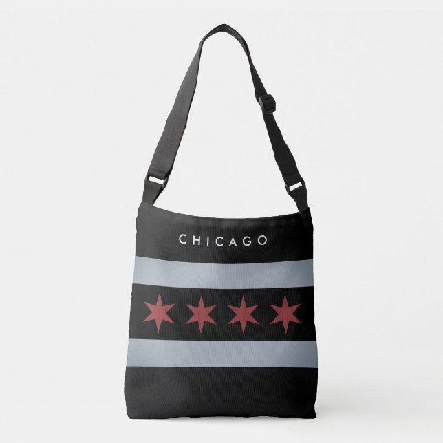 Ajustable Drapeau noir vintage Chicago sac carrosserie perso (Devant)