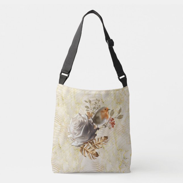 Ajustable Elégant sac à crosse en crème et or (Devant)