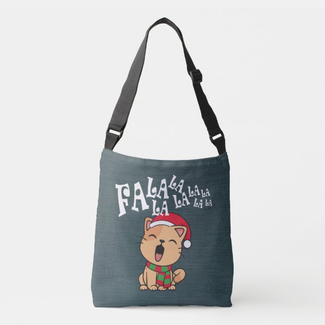 Ajustable Fa La La La Christmas Chat Chantant Sac Crossbody (Devant)
