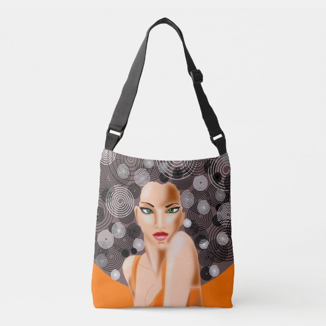Ajustable Femme avec sac croisé des yeux verts (Devant)