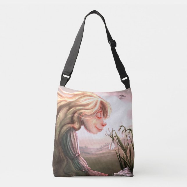 Ajustable Fille au perce-neige de printemps Illustration Sac (Devant)