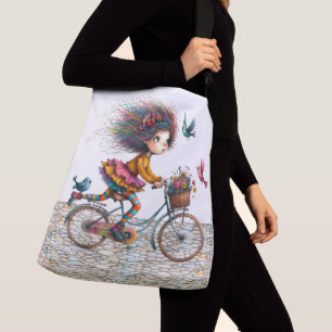 Ajustable Fille drôle à vélo - Voir au verso - Sac cabas