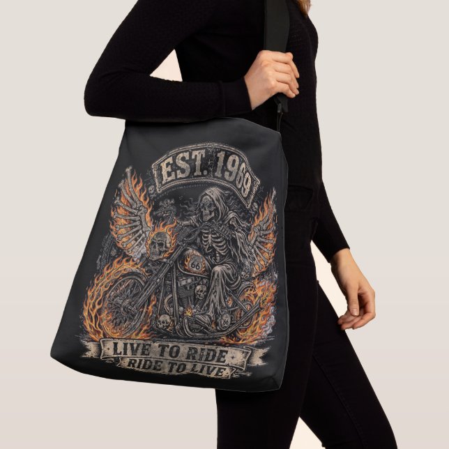 Ajustable Fille motarde, sac fourre-tout moto Route 66 (De près)