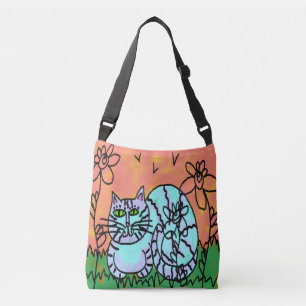 Ajustable Garden Kitty Abstrait Cat Art Sac fourre-tout