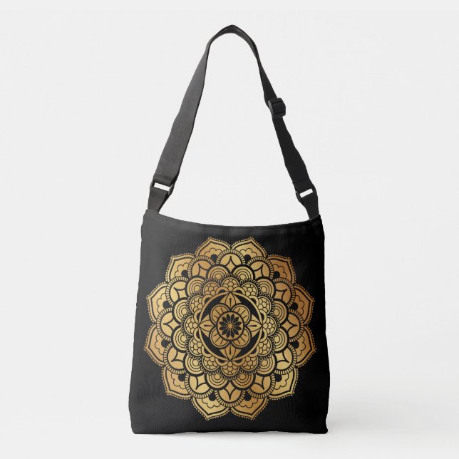 Ajustable Golden Mandala Art Design Sac fourre-tout (Devant)