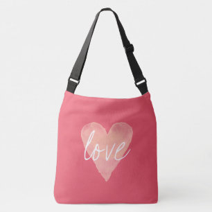 Ajustable Grand sac mortuaire croisé à coeur rose de corail