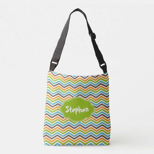 Ajustable Gras Chevron Stripes Customisé Ajouter un nom Sac (Devant)