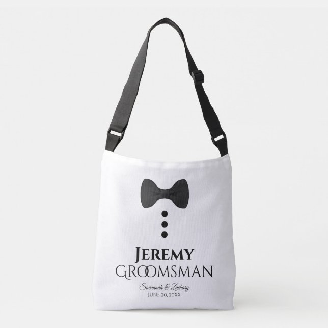 Ajustable Groomsman Black Cravate Mariage Sac à bagages (Devant)