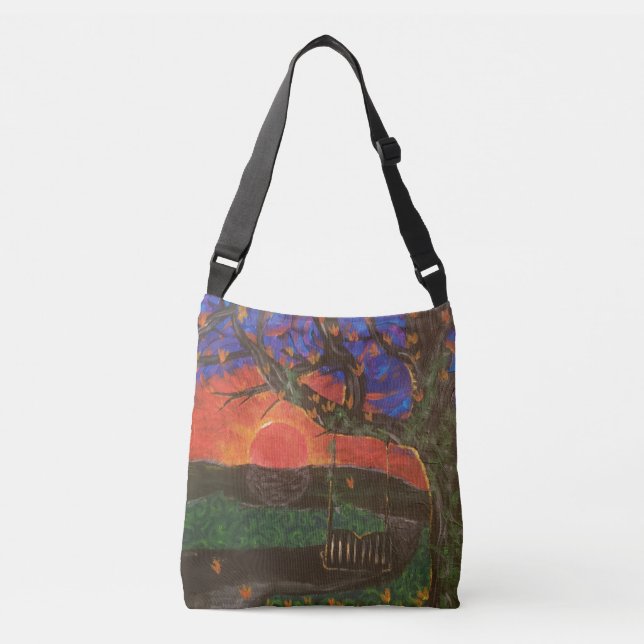 Ajustable Impression d'art sur un sac carré de "Autumn Swing (Devant)