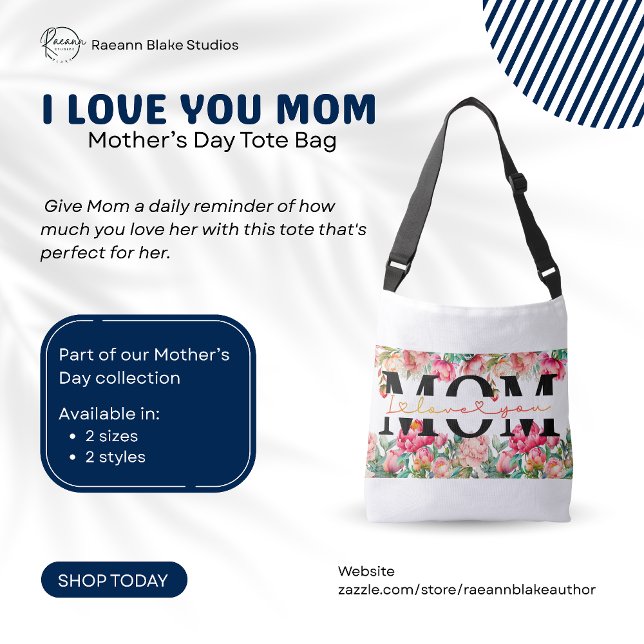 Ajustable "Je t'aime Maman" Sac de courses de la fête des mè (Créateur téléchargé)