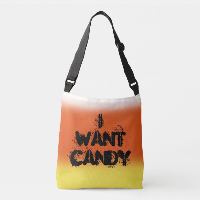 Ajustable "Je veux des bonbons" Bonbons Corn Crossbody Sac (Devant)