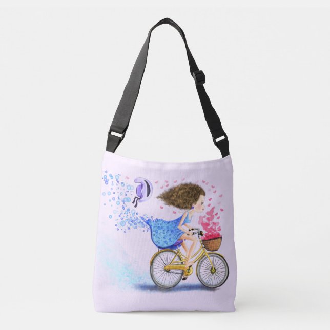 Ajustable Joyeuse fille avec sac de crossbody de vélo (Devant)