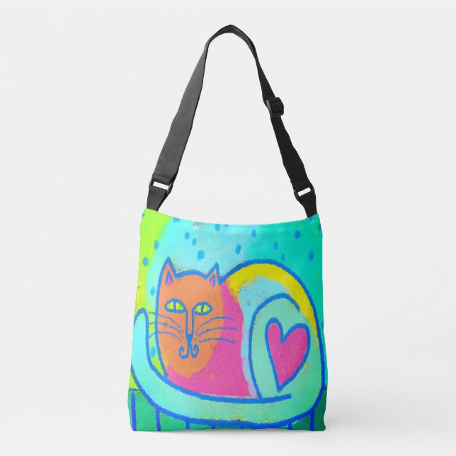 Ajustable Kitty Love Sac fourre-tout d'art Abstrait (Devant)