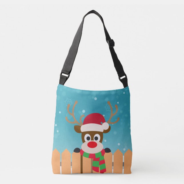 Ajustable Le mignon Rudolph Le renne du nez rouge | Sac carr (Devant)