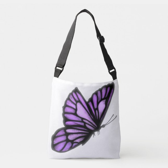 Ajustable Lovely Lavender Butterfly Cross Body Sac fourre-to (Devant)