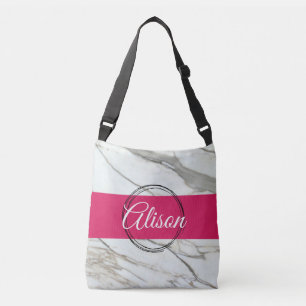 Ajustable Marbre blanc tendance, sac de nom adolescent
