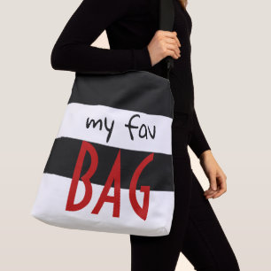 Ajustable Mon sac Fav ou votre Motif textuel Noir Rouge