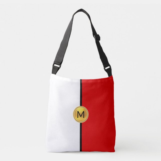 Ajustable Monogramme sur sac bandoulière rouge et blanc (Devant)