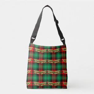 Ajustable Noël Plaid Et Feuille 2 Sac Corps Croisé