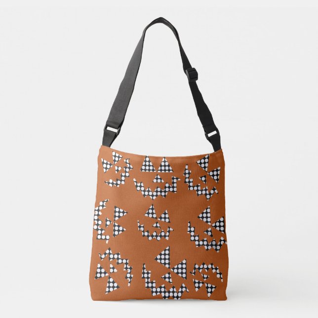Ajustable Noir. Sac fourre-tout blanc & Orange Jack O’ Lante (Devant)