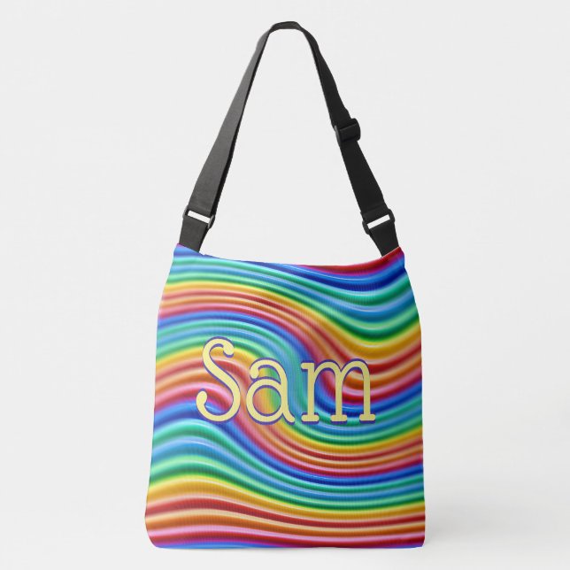 Ajustable Nom personnalisé Rainbow Pride cross body Sac four (Devant)