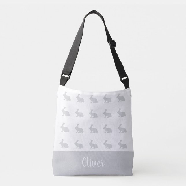Ajustable Nom personnalisé sac bébé lapin gris lapin gris (Devant)