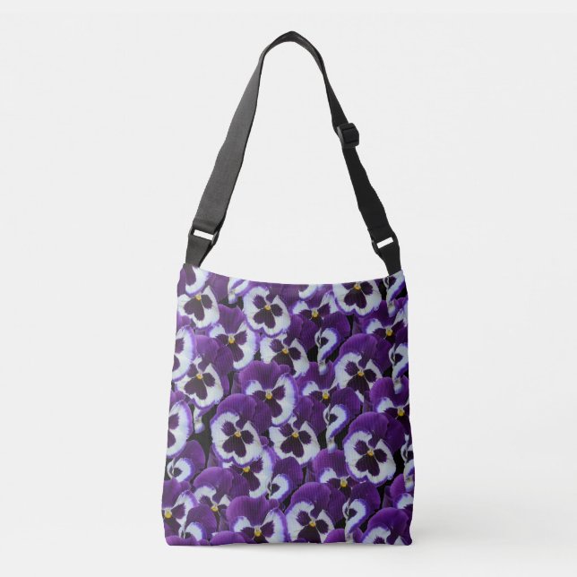 Ajustable Pansies violettes et blanches Sac intégral Print_C (Devant)