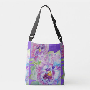Ajustable Pansy violet Fleurs Floral Crossbody Sac
