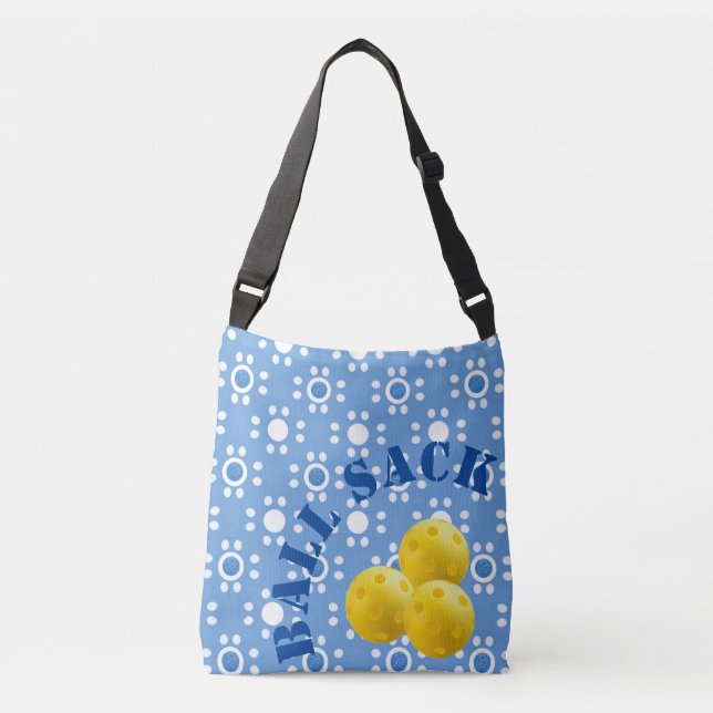 Ajustable Pickleball Balle sac Bleu Blanc Pois Jaune (Devant)