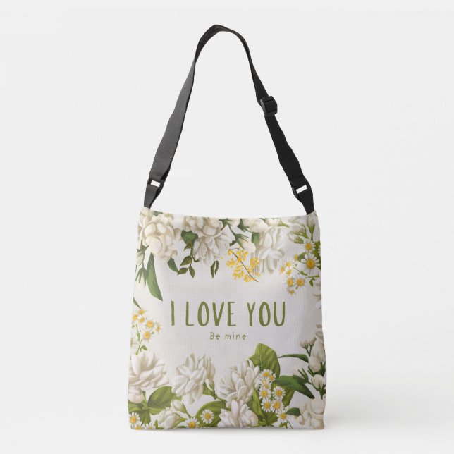 Ajustable Romantique Floral Je T'Aime Être Mon Sac Corps Cro (Dos)
