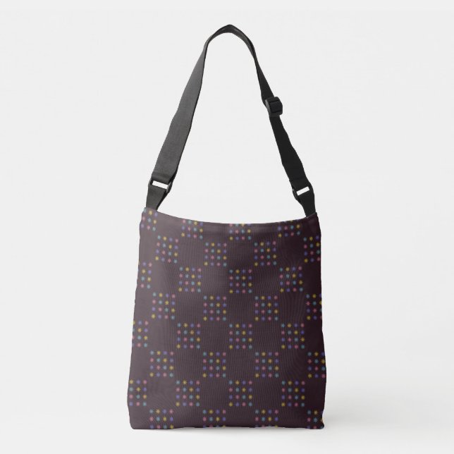 Ajustable Sac à bandoulière à motif de blocs de fleurs (Devant)