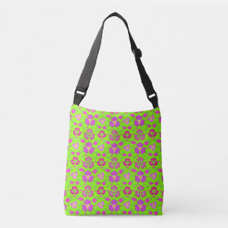 Ajustable Sac à bandoulière à motif Ogee vert et magenta