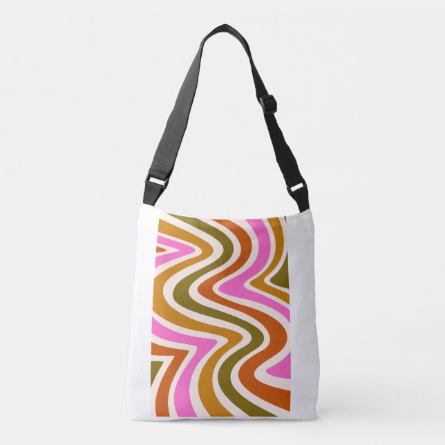 Ajustable Sac à bandoulière au style groovy 'Retro Waves' (Devant)