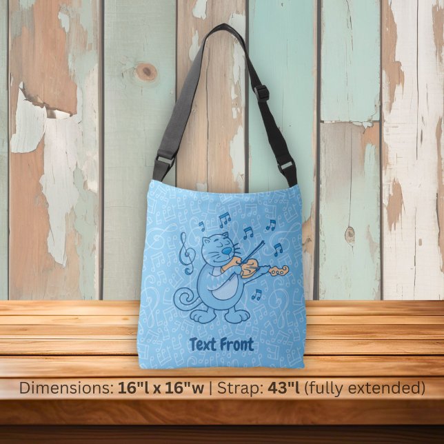 Ajustable Sac à bandoulière chat bleu avec violon (Créateur téléchargé)
