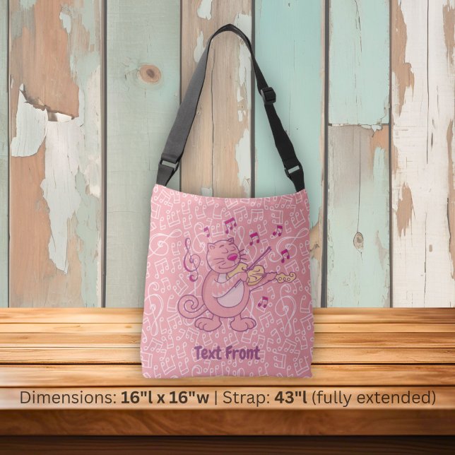 Ajustable Sac à bandoulière Chat Rose avec Violon (Créateur téléchargé)