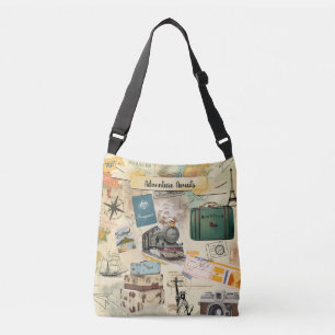Ajustable Sac à bandoulière Collage de Voyage Vintage