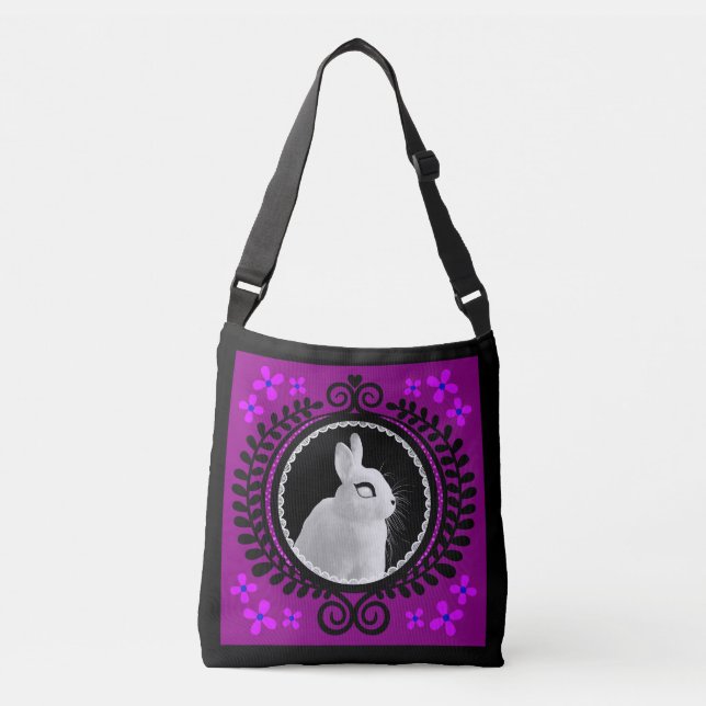 Ajustable Sac à bandoulière étrange lapin blanc / fourre-tou (Devant)