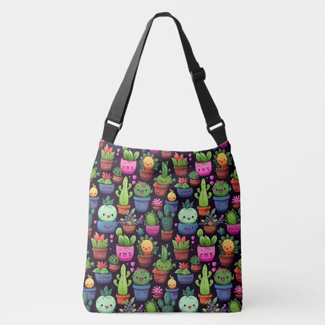 Ajustable Sac à bandoulière Kawaii Cactus (Devant)