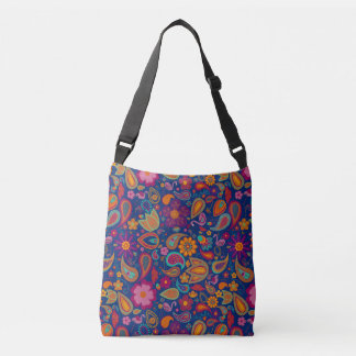 Ajustable Sac à bandoulière Paon flamant Paisley en saphir